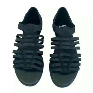 Eileen Fisher Rato Sandal, Black Tumbled Nubuck, Size 6.5